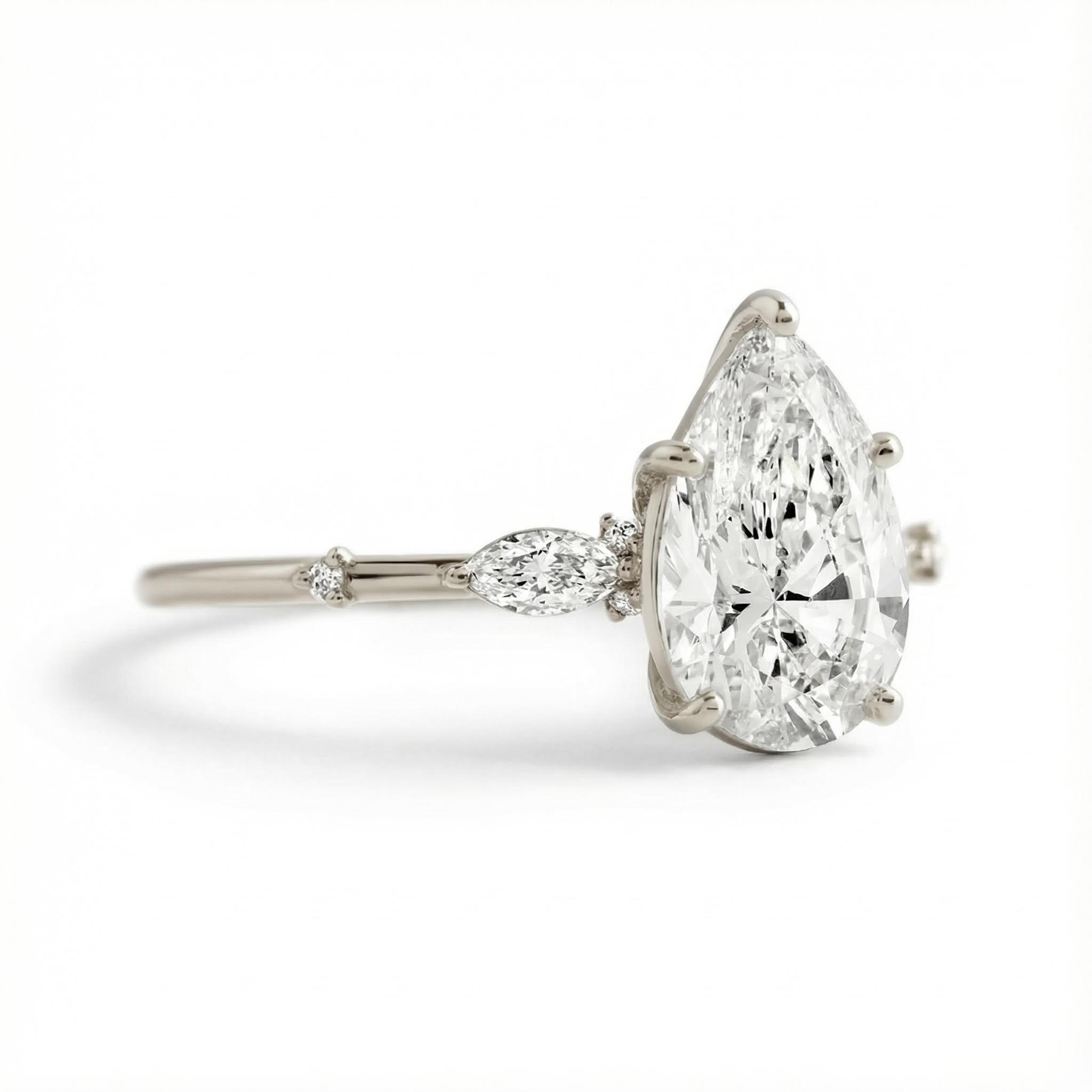 Bold 1.745ct Pear & Marquise Cut Vvs Moissanite S925 Silver Engagement Ring - Image 6