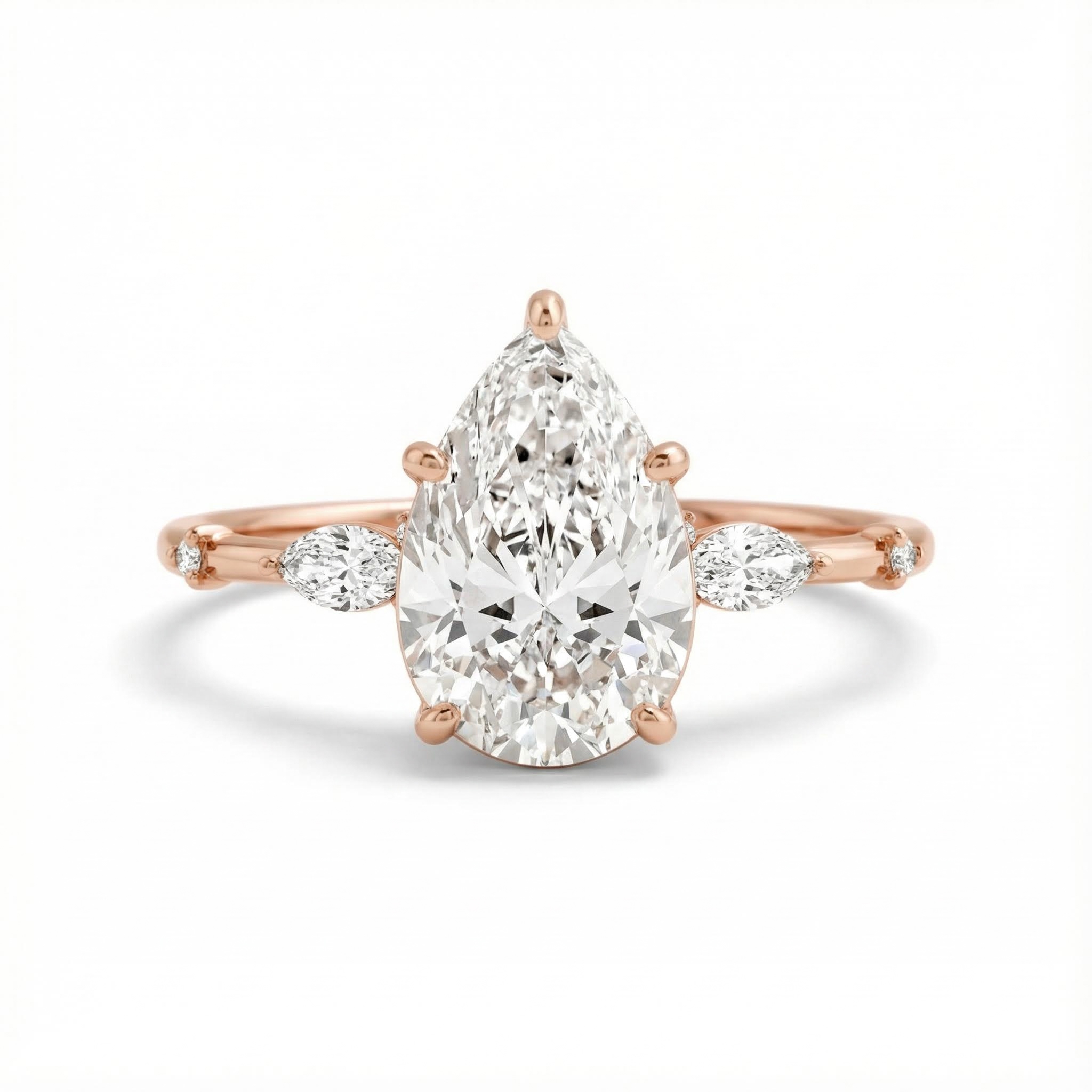 Bold 1.745ct Pear & Marquise Cut Vvs Moissanite S925 Silver Engagement Ring - Image 7