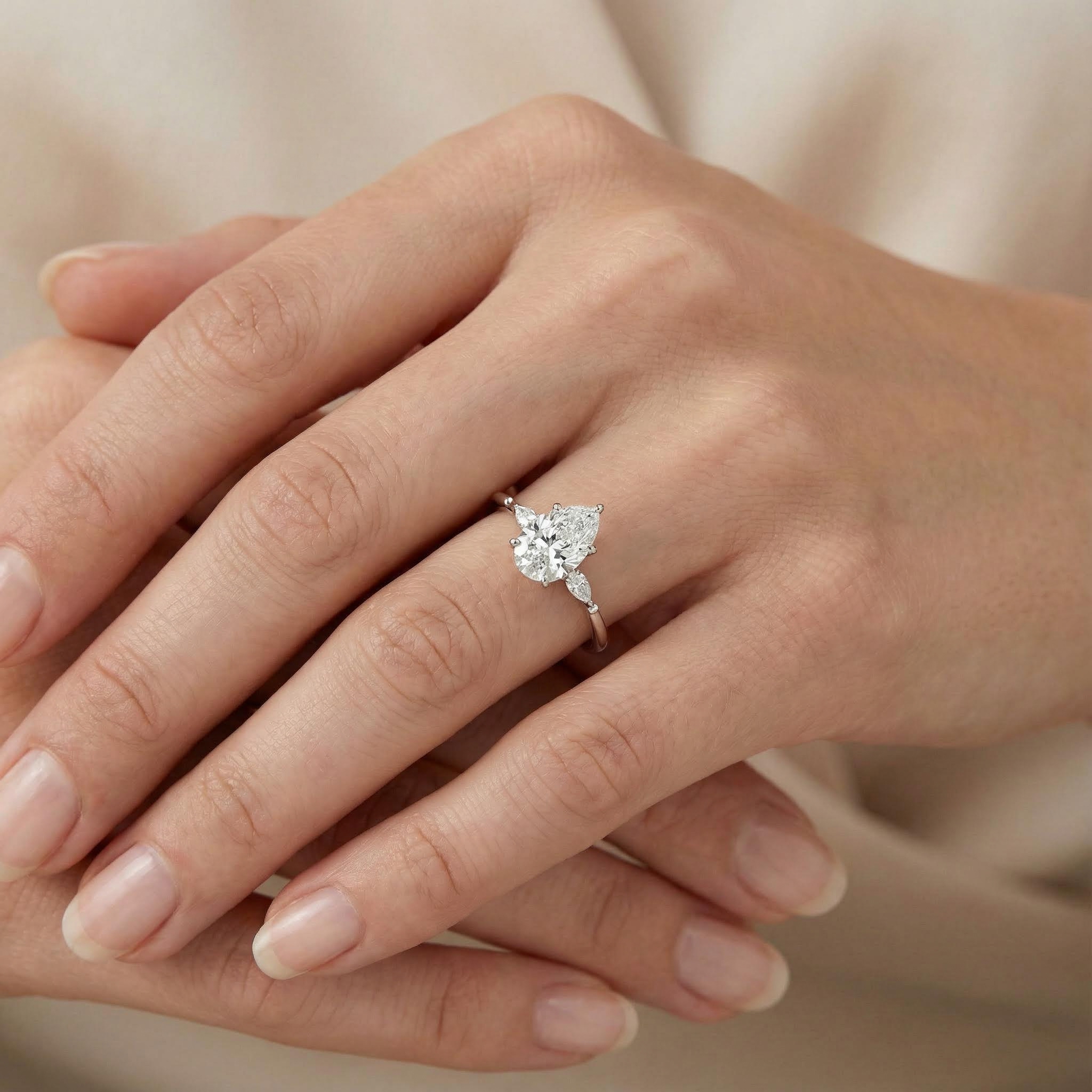 Bold 1.745ct Pear & Marquise Cut Vvs Moissanite S925 Silver Engagement Ring - Image 8
