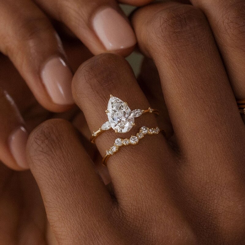 Bold 1.745ct Pear & Marquise Cut Vvs Moissanite S925 Silver Engagement Ring - Image 9