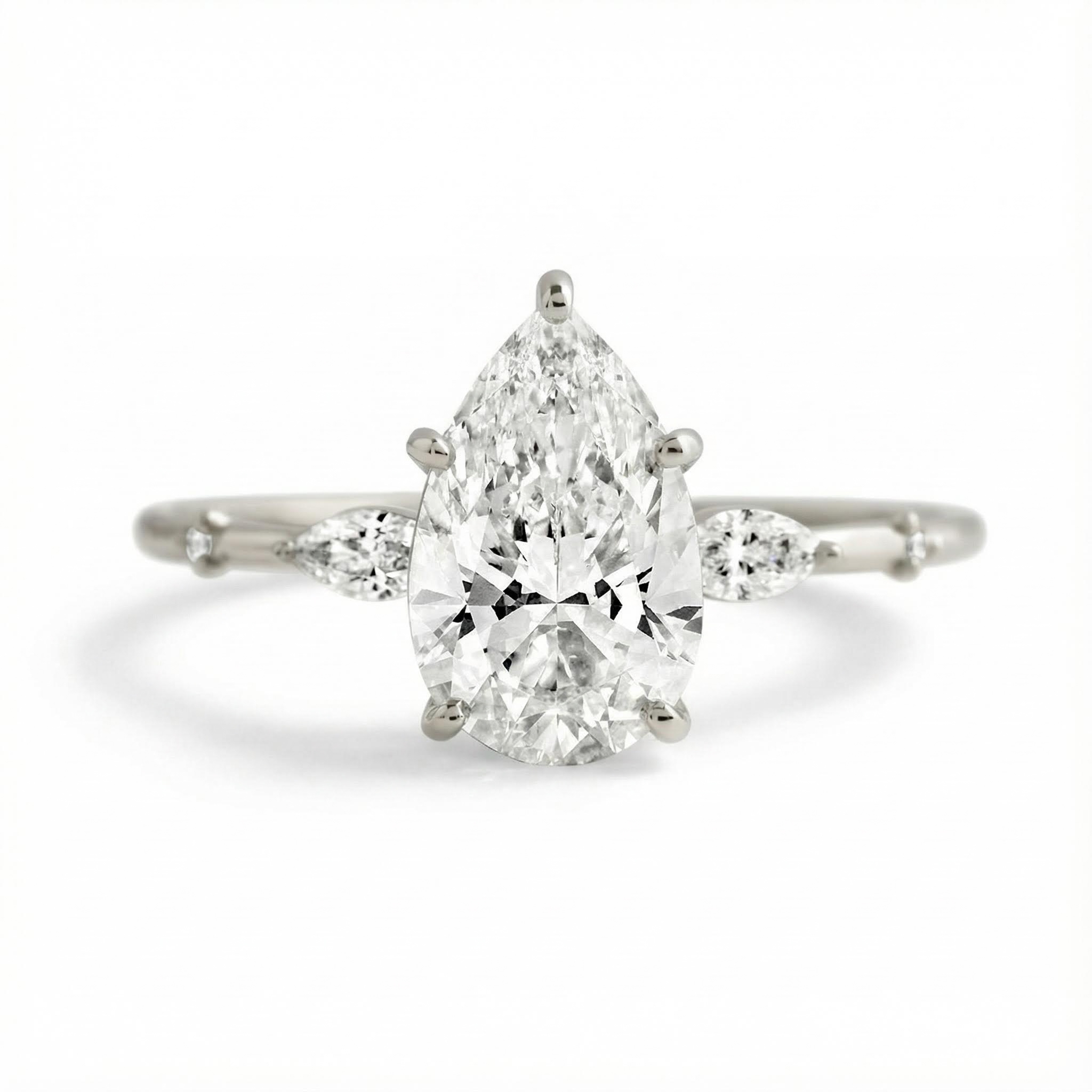Bold 1.745ct Pear & Marquise Cut Vvs Moissanite S925 Silver Engagement Ring
