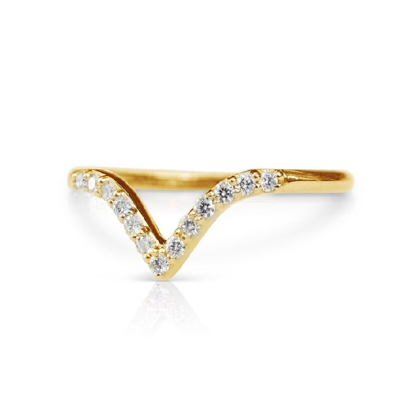 0.065ct V-shape Round Cut Vvs Moissanite S925 Silver Wedding Band Iced Out - Image 4