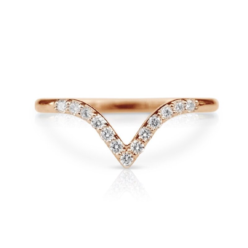 0.065ct V-shape Round Cut Vvs Moissanite S925 Silver Wedding Band Iced Out - Image 6