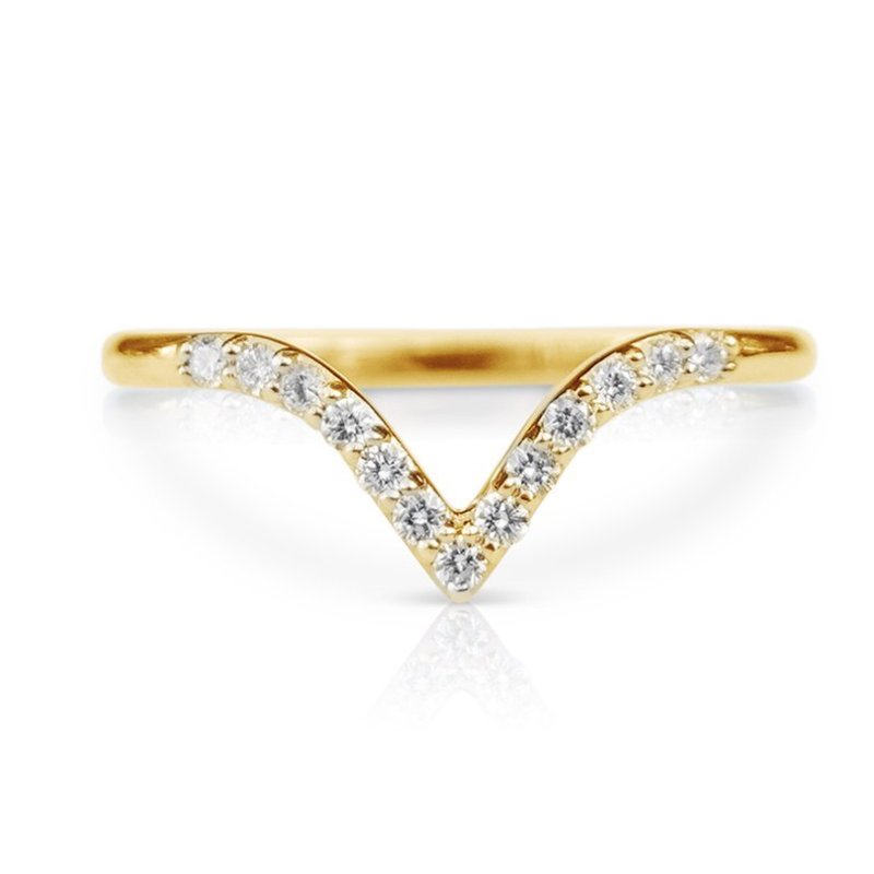 0.065ct V-shape Round Cut Vvs Moissanite S925 Silver Wedding Band Iced Out