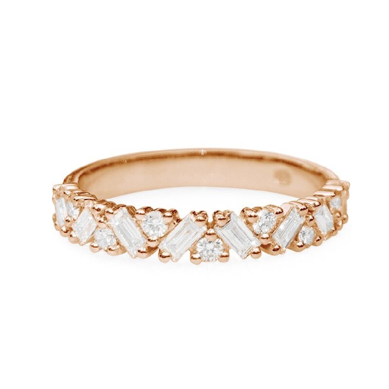 0.58ct Baguette & Round Cutvvs Moissanite S925 Silver Weddind Band Iced Out - Image 4