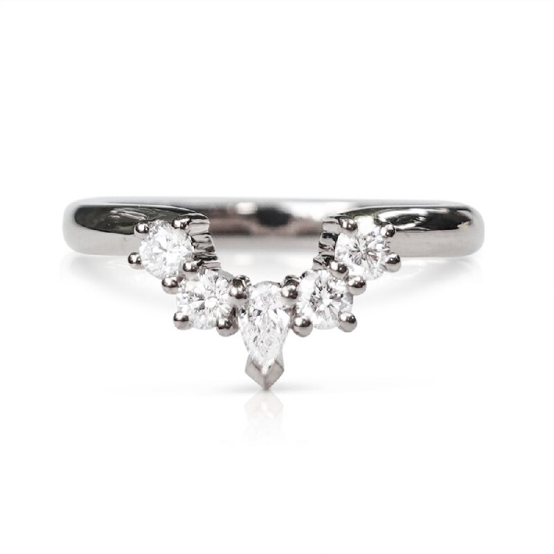 0.12ct Pear & Round Cut Vvs Moissanite S925 Silver Wedding Band Iced Out - Image 3
