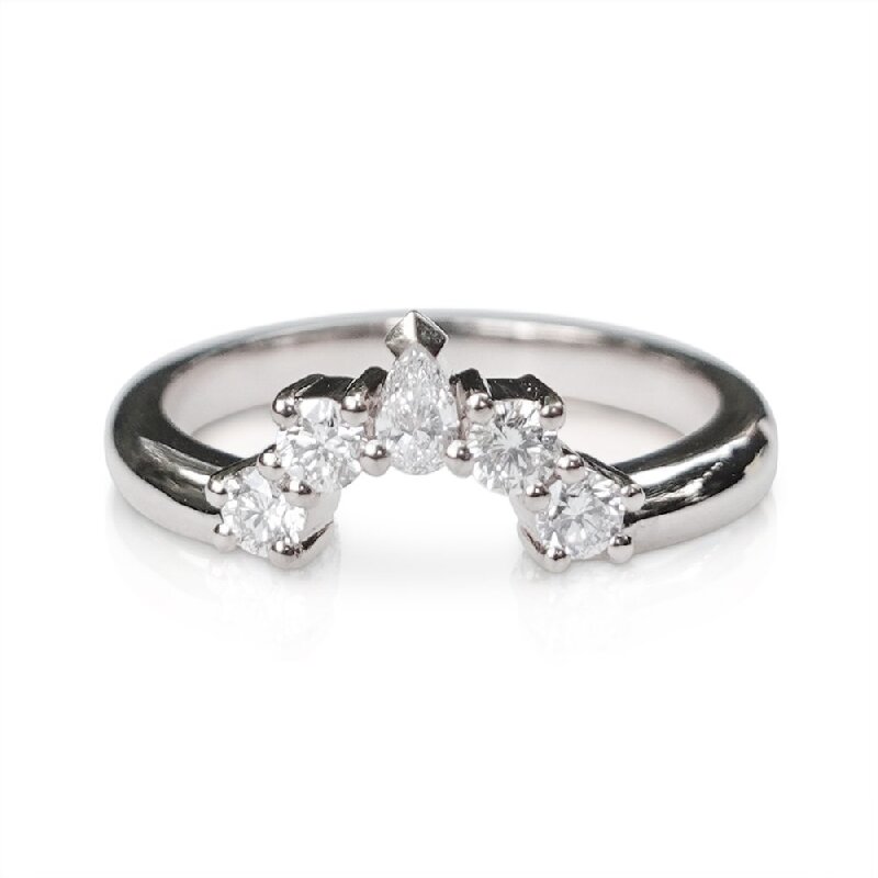 0.12ct Pear & Round Cut Vvs Moissanite S925 Silver Wedding Band Iced Out - Image 5