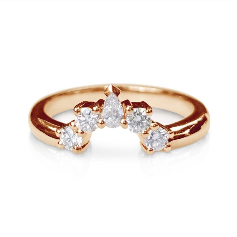 0.12ct Pear & Round Cut Vvs Moissanite S925 Silver Wedding Band Iced Out - Image 7