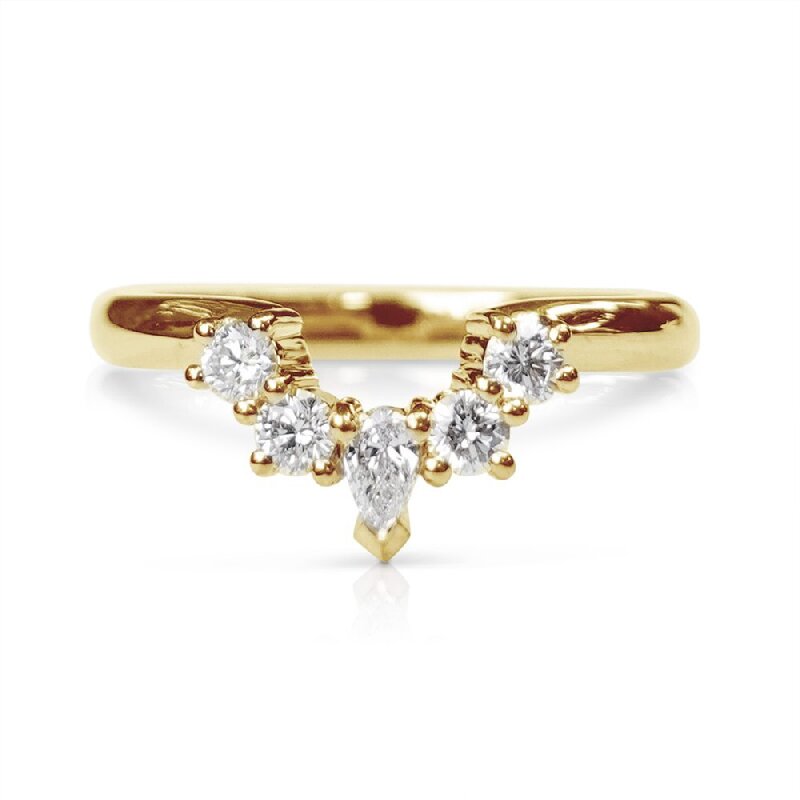 0.12ct Pear & Round Cut Vvs Moissanite S925 Silver Wedding Band Iced Out