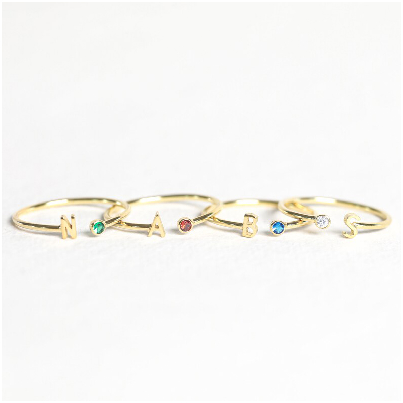 Initial & Birthstone Open Ring Bold Statement Style With Street Luxury - Image 4
