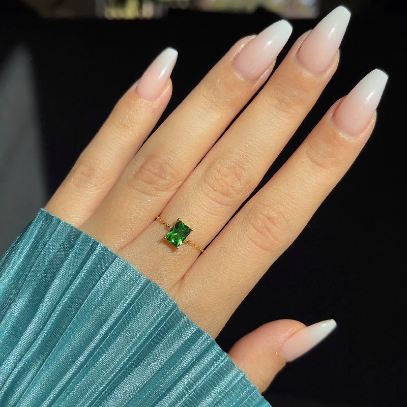 Solitaire Baguette Cut Adjustable Chain Ring Gold With Street Luxury Shine - Image 4