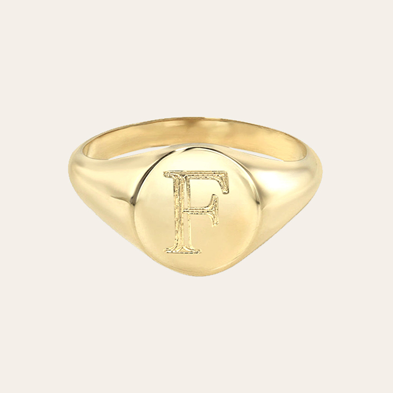 Small Letters Signet Ring Bold Statement Style With Street Luxury - Image 6