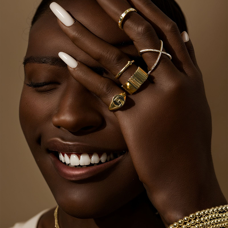 Small Letters Signet Ring Bold Statement Style With Street Luxury - Image 10