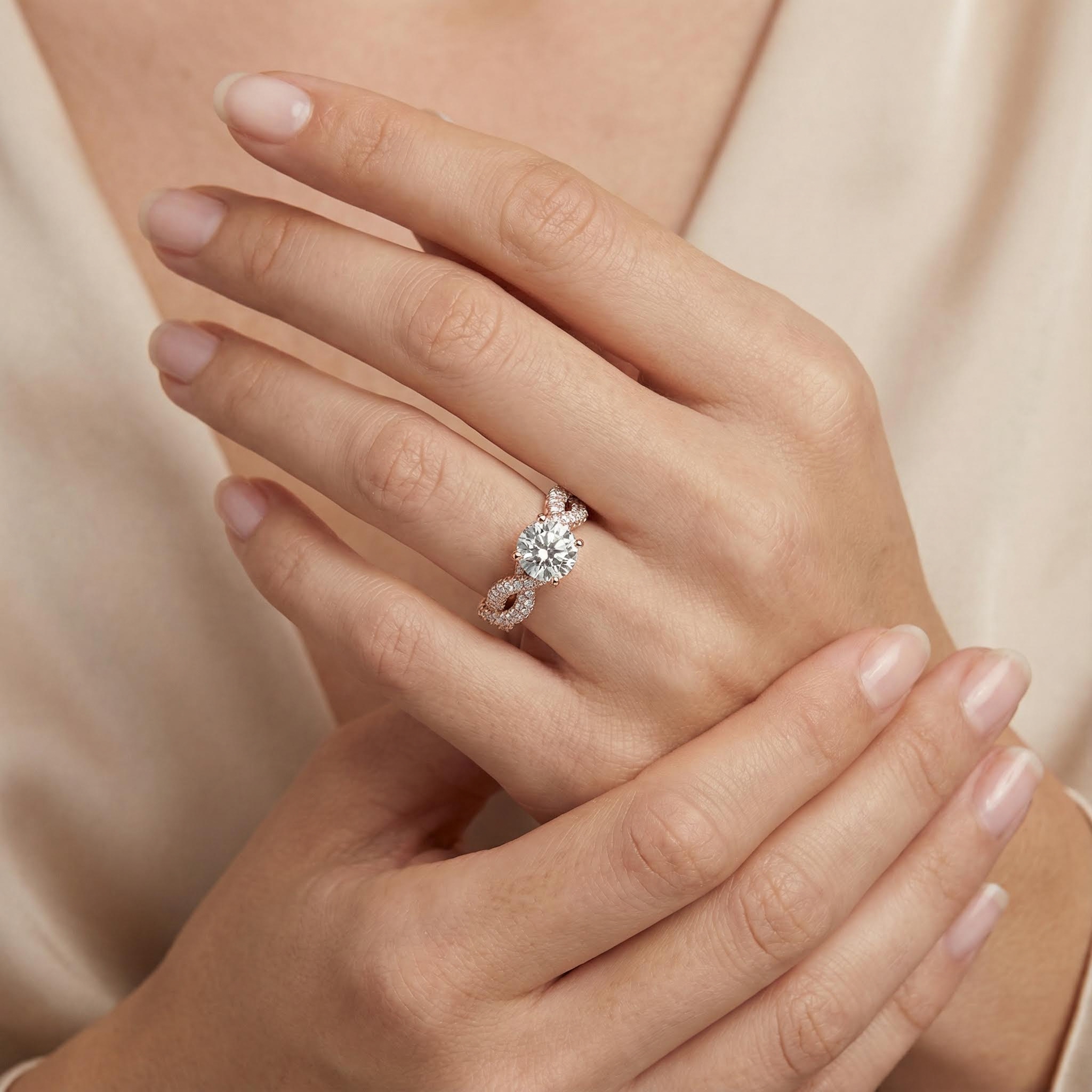 Bold 11.18ct. Tw. Stunning Micro Paved Twist S925 Silver Ring In Rose Gold - Image 3