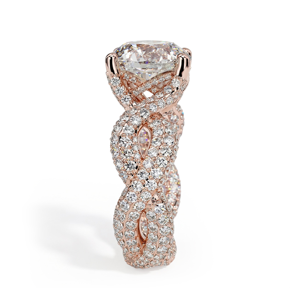 Bold 11.18ct. Tw. Stunning Micro Paved Twist S925 Silver Ring In Rose Gold - Image 5