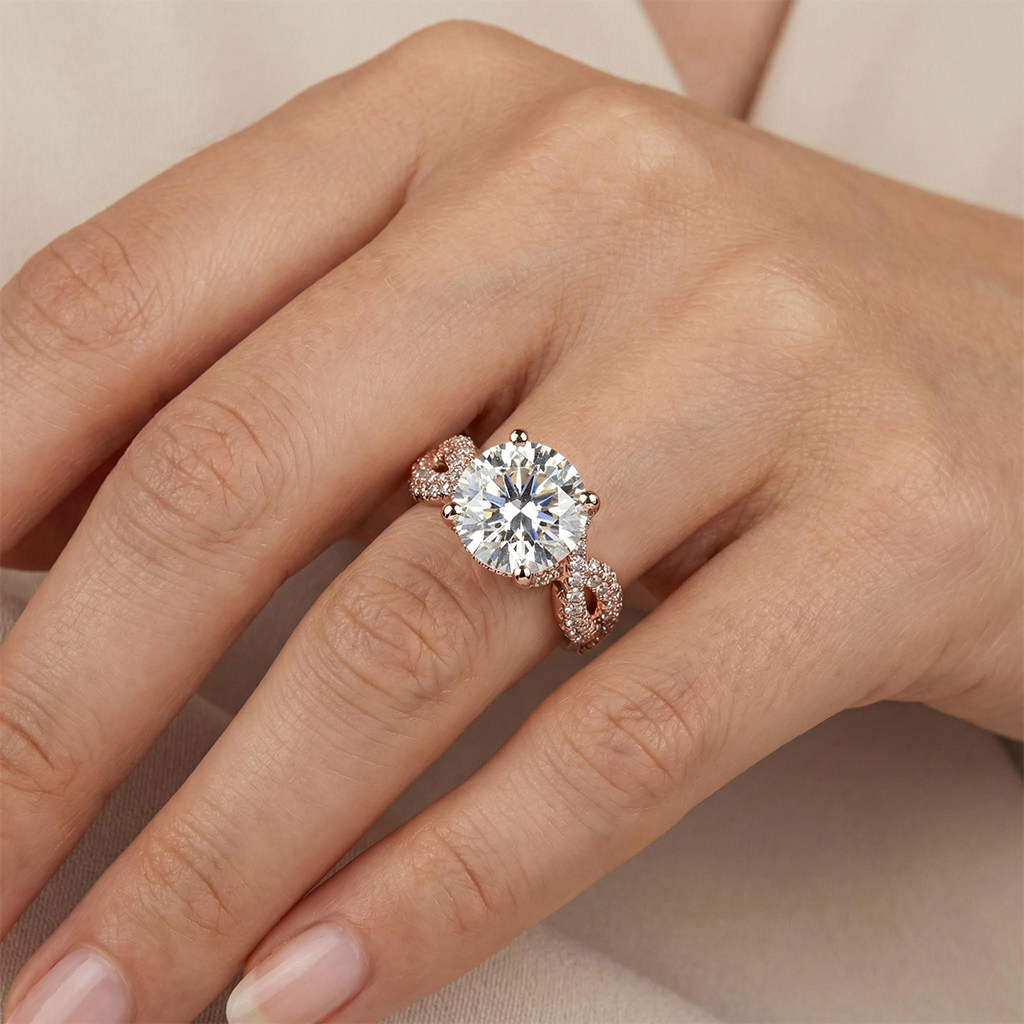 Bold 11.18ct. Tw. Stunning Micro Paved Twist S925 Silver Ring In Rose Gold - Image 8