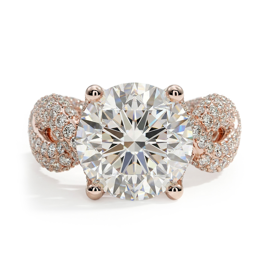 Bold 11.18ct. Tw. Stunning Micro Paved Twist S925 Silver Ring In Rose Gold - Image 9