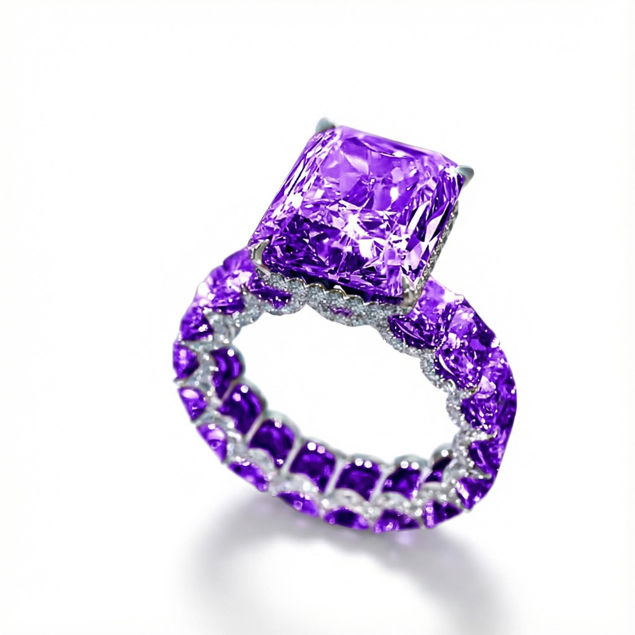 28.28ct. Tw. Luxury Fancy Yellow/amethyst/sapphire Radiant Cut Pave Halo - Image 7