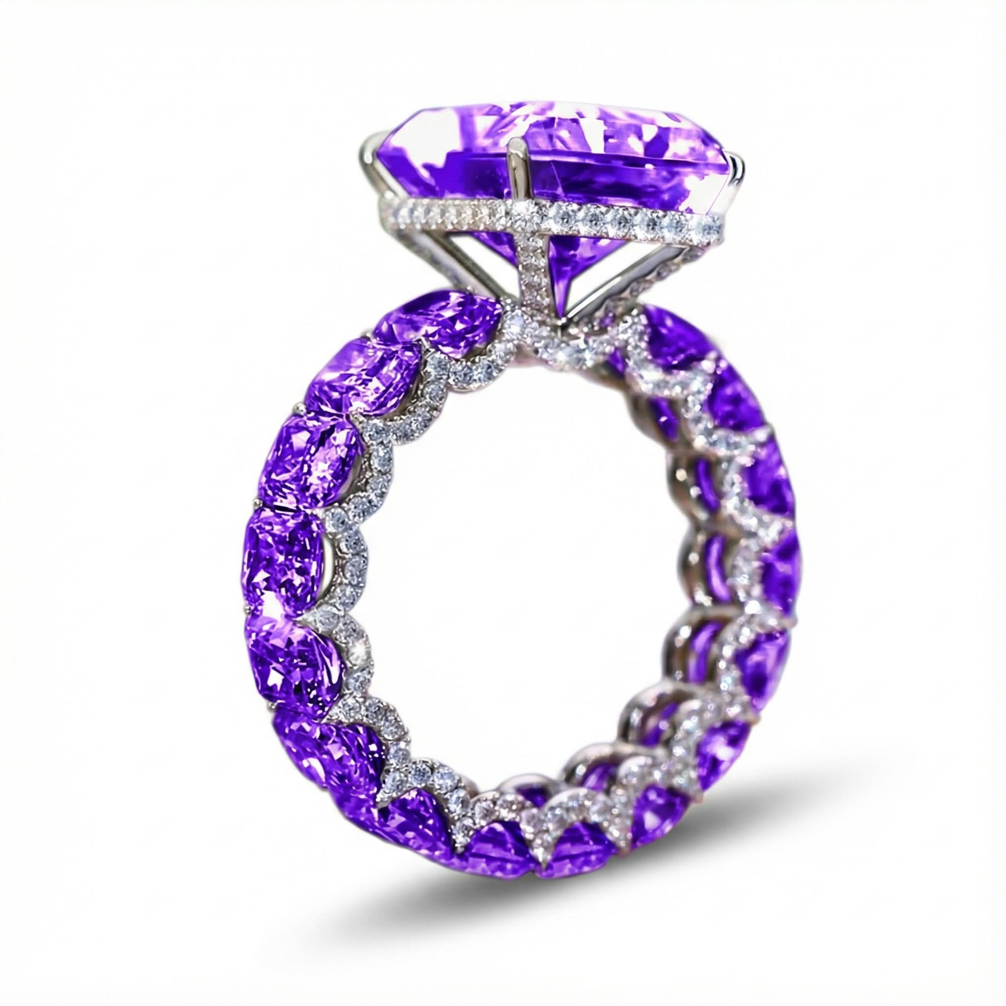 28.28ct. Tw. Luxury Fancy Yellow/amethyst/sapphire Radiant Cut Pave Halo - Image 11