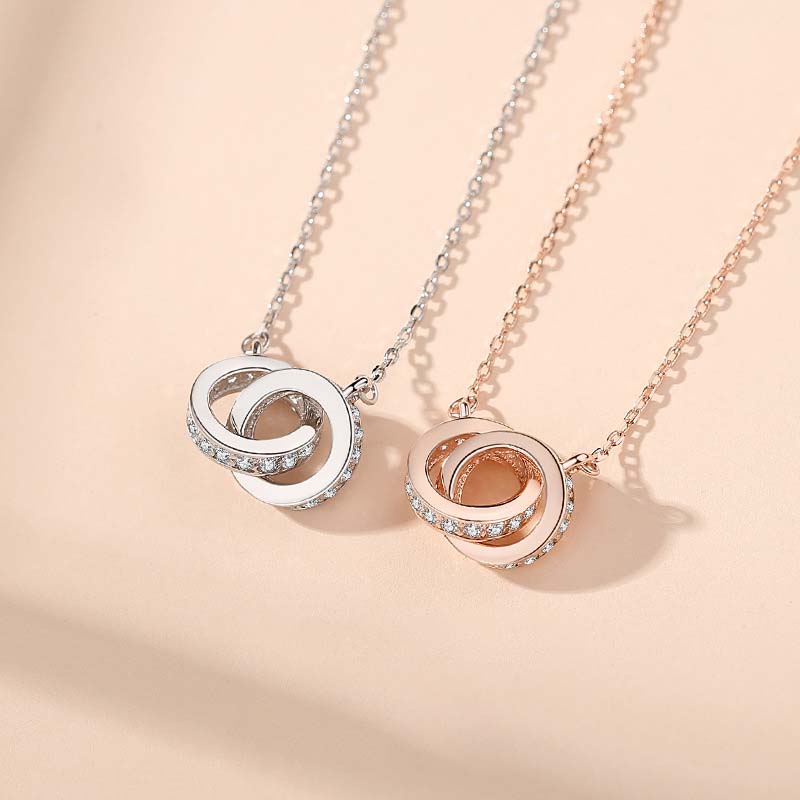 Sterling Silver Iced Out Double Circle Necklace With Street Luxury Shine - Image 4