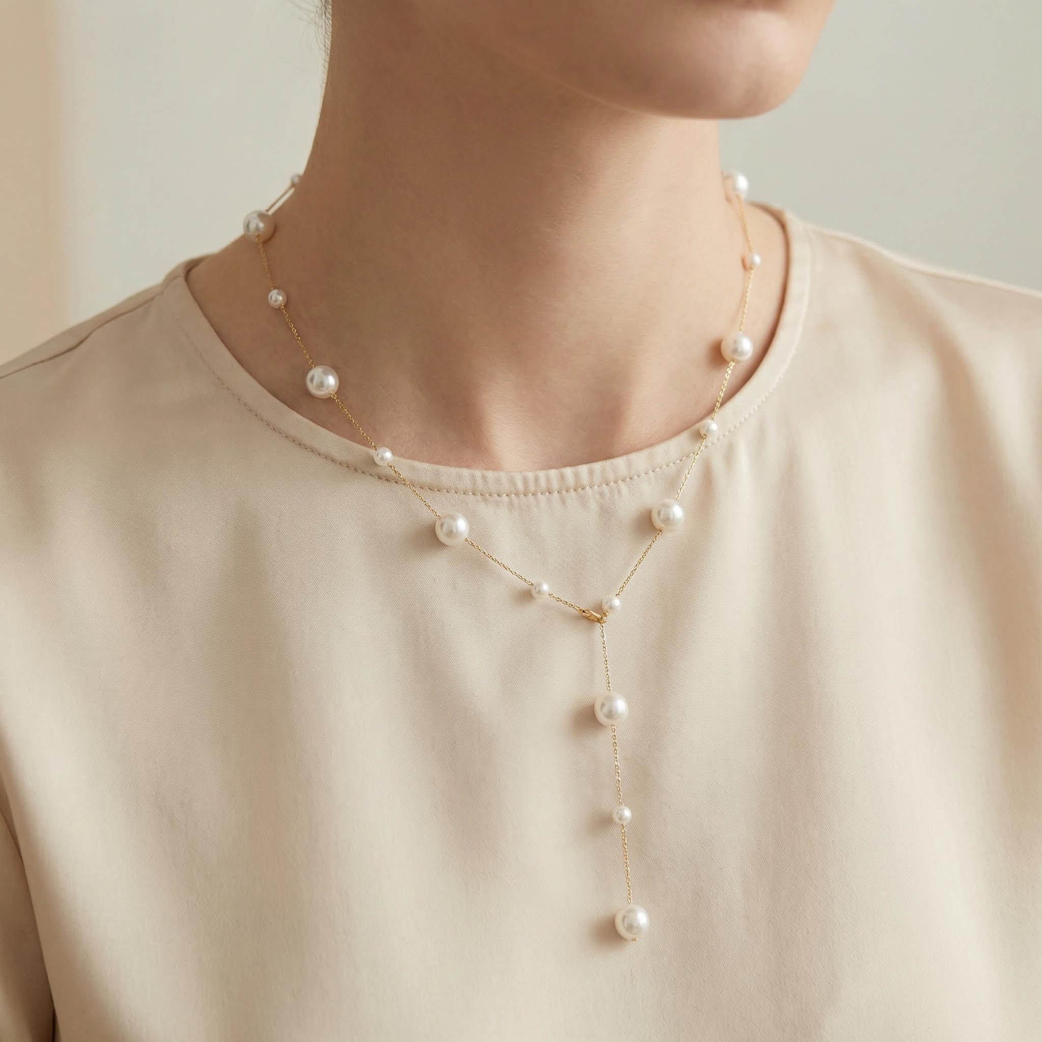 Baroque Style Pearl Necklace In 18k Gold With Street Luxury Shine - Image 3