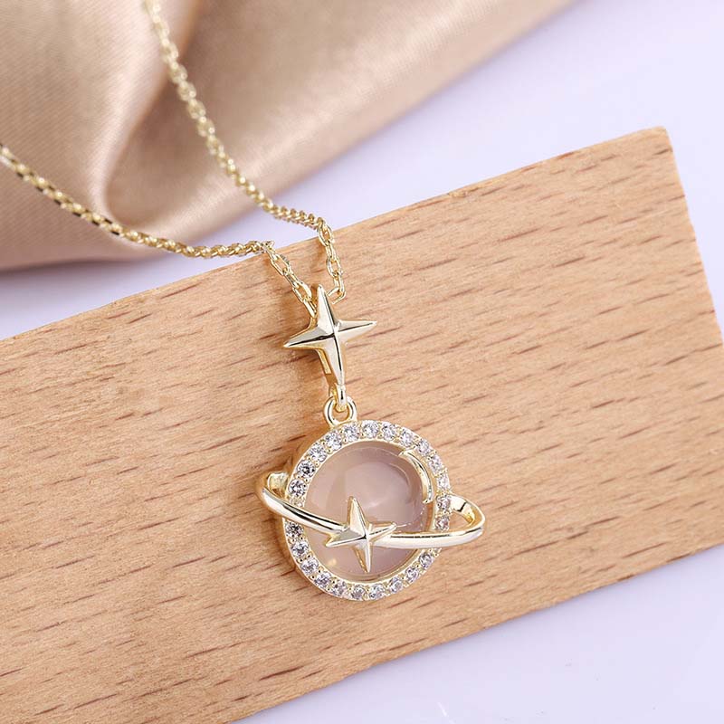 Planet Star Chalcedony Necklace Bold Statement Style With Street Luxury - Image 4