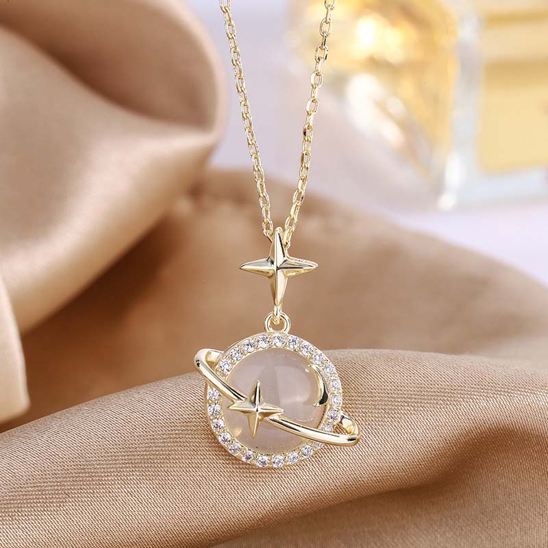 Planet Star Chalcedony Necklace Bold Statement Style With Street Luxury - Image 5