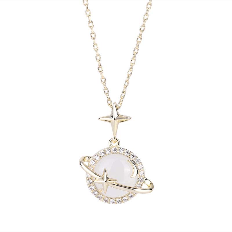 Planet Star Chalcedony Necklace Bold Statement Style With Street Luxury