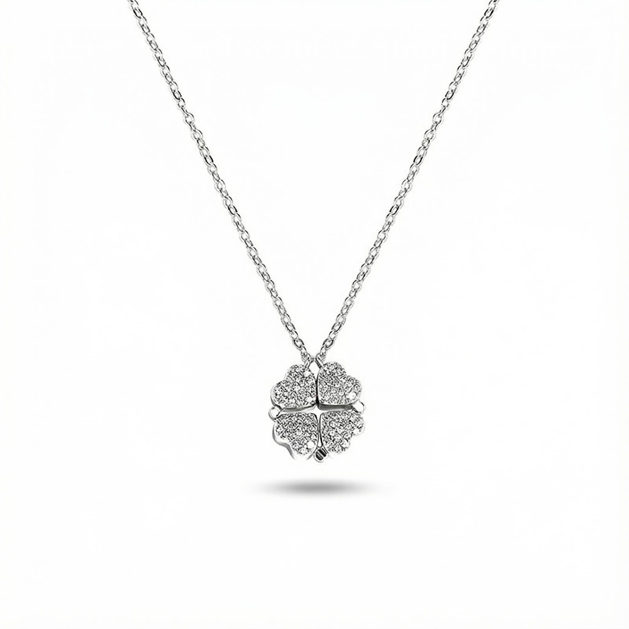 Micro Pave Magnetic Four-heart Clover Deformed Necklace Gold - Image 3