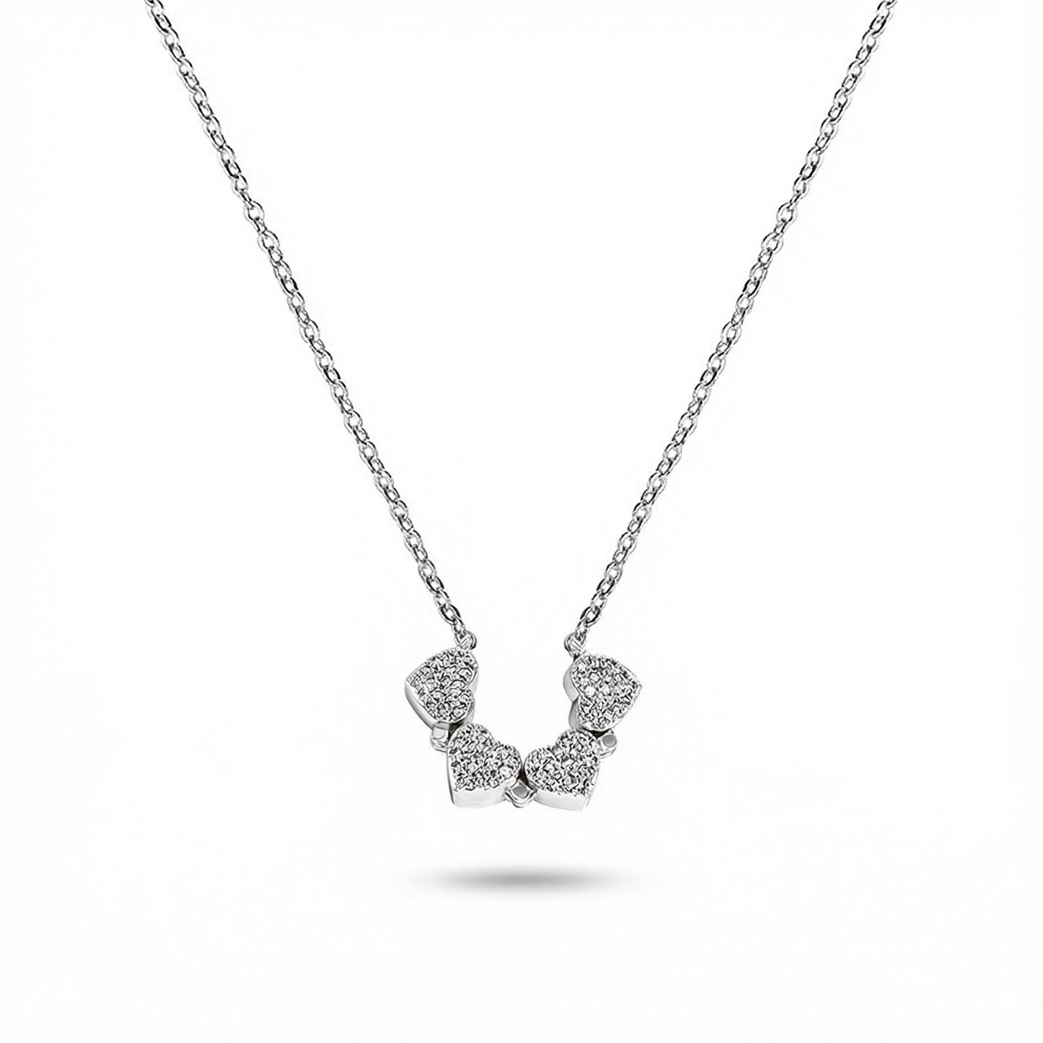 Micro Pave Magnetic Four-heart Clover Deformed Necklace Gold - Image 4