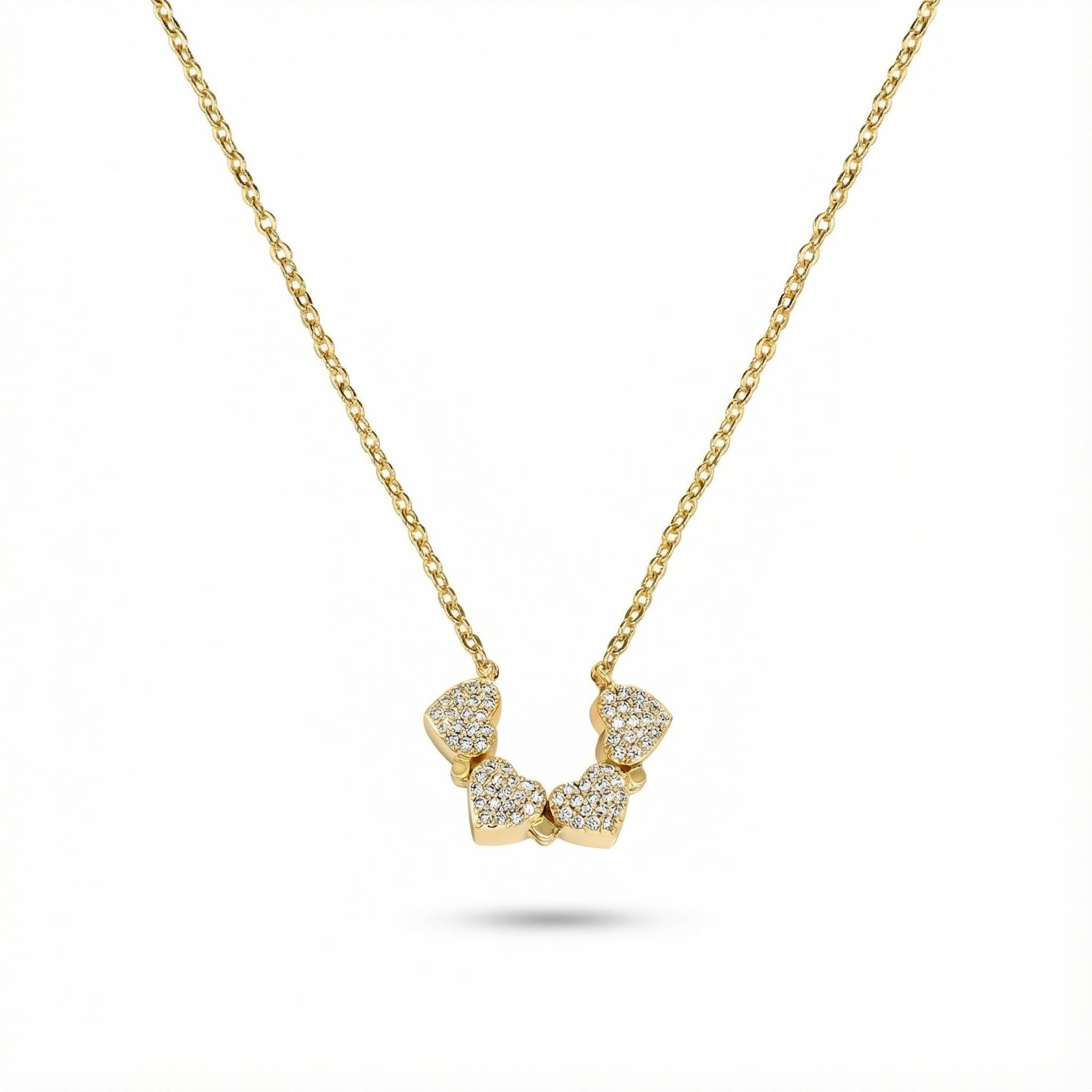 Micro Pave Magnetic Four-heart Clover Deformed Necklace Gold - Image 7