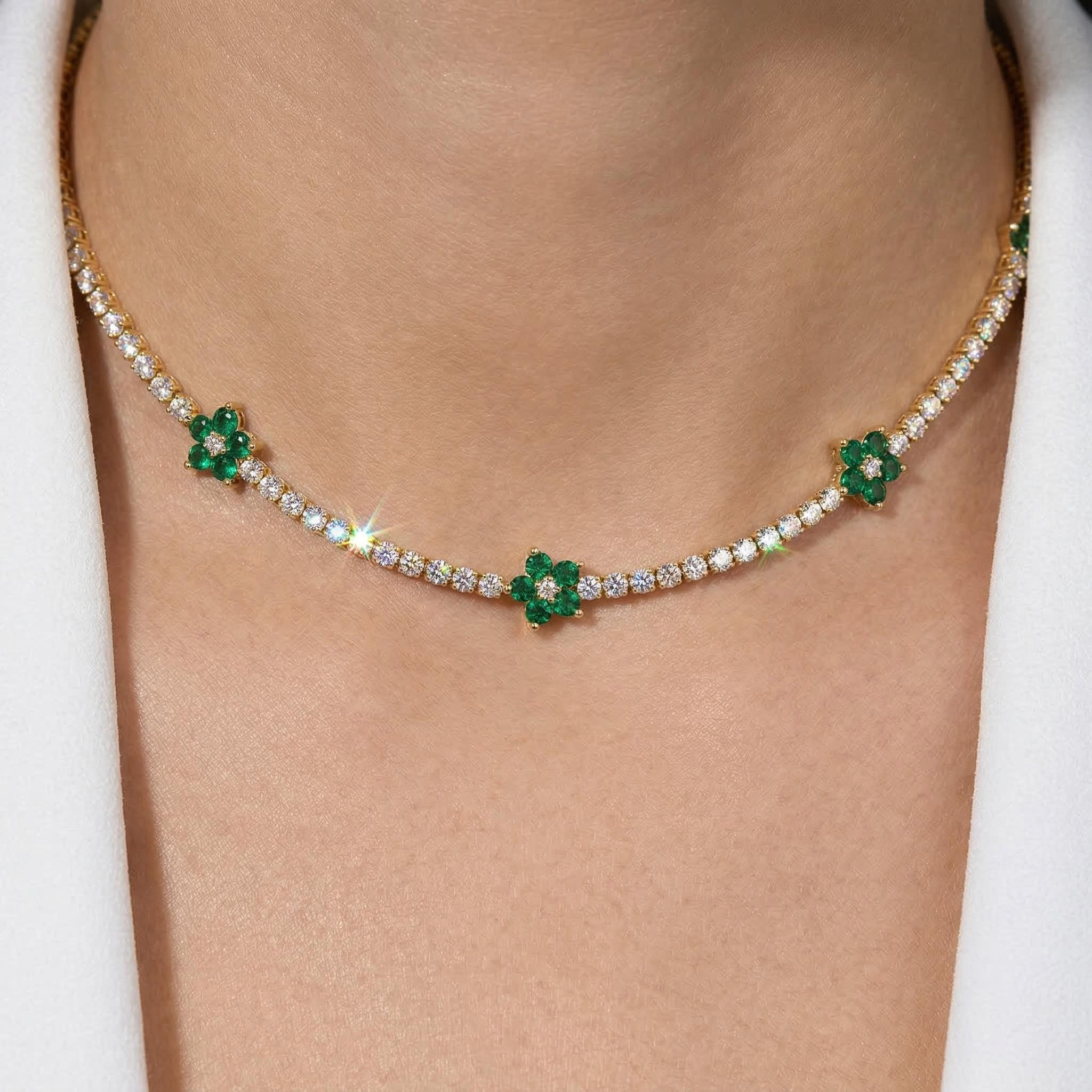 Flowers Tennis Choker Necklace Iced Out With Bold Statement Appeal - Image 3