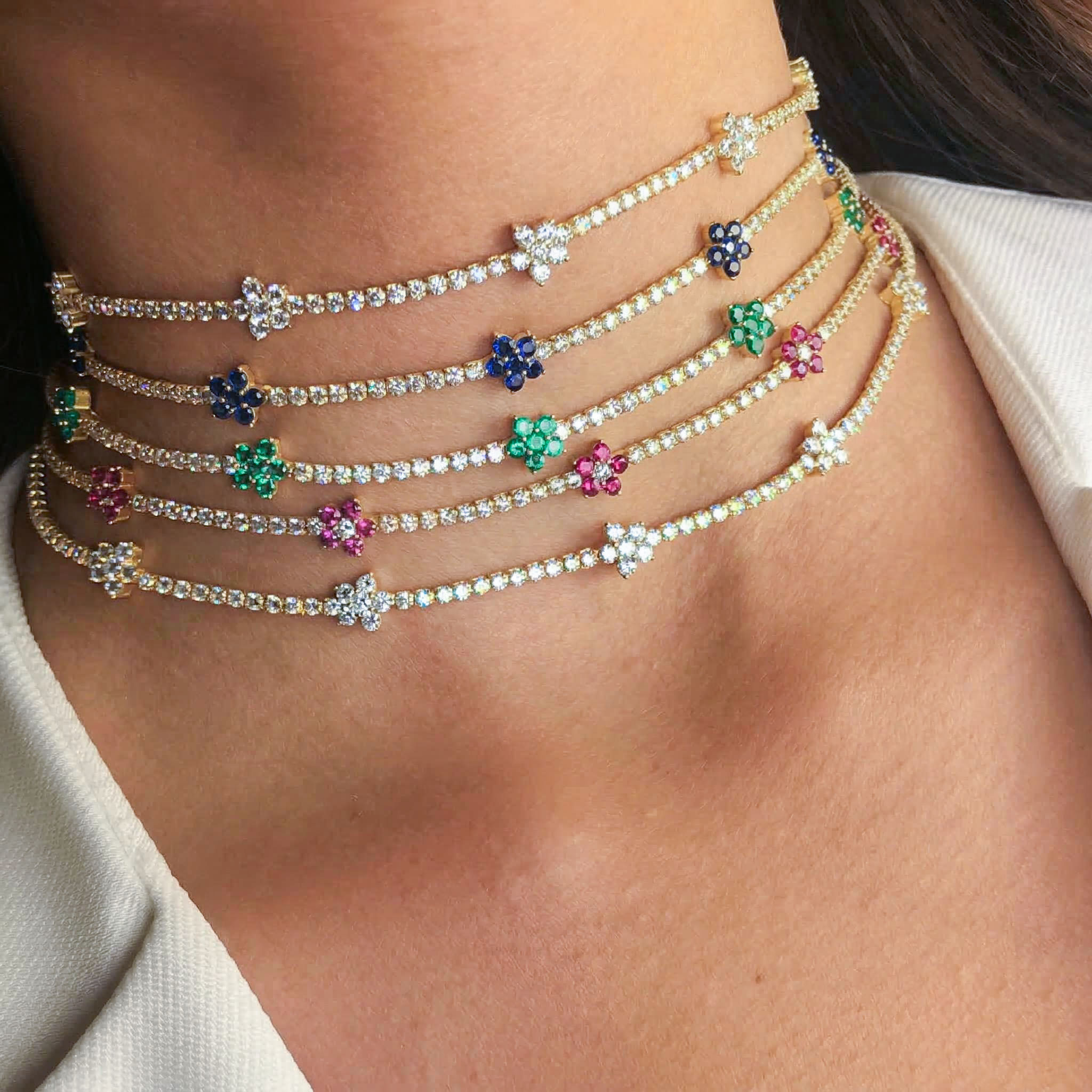 Flowers Tennis Choker Necklace Iced Out With Bold Statement Appeal - Image 4