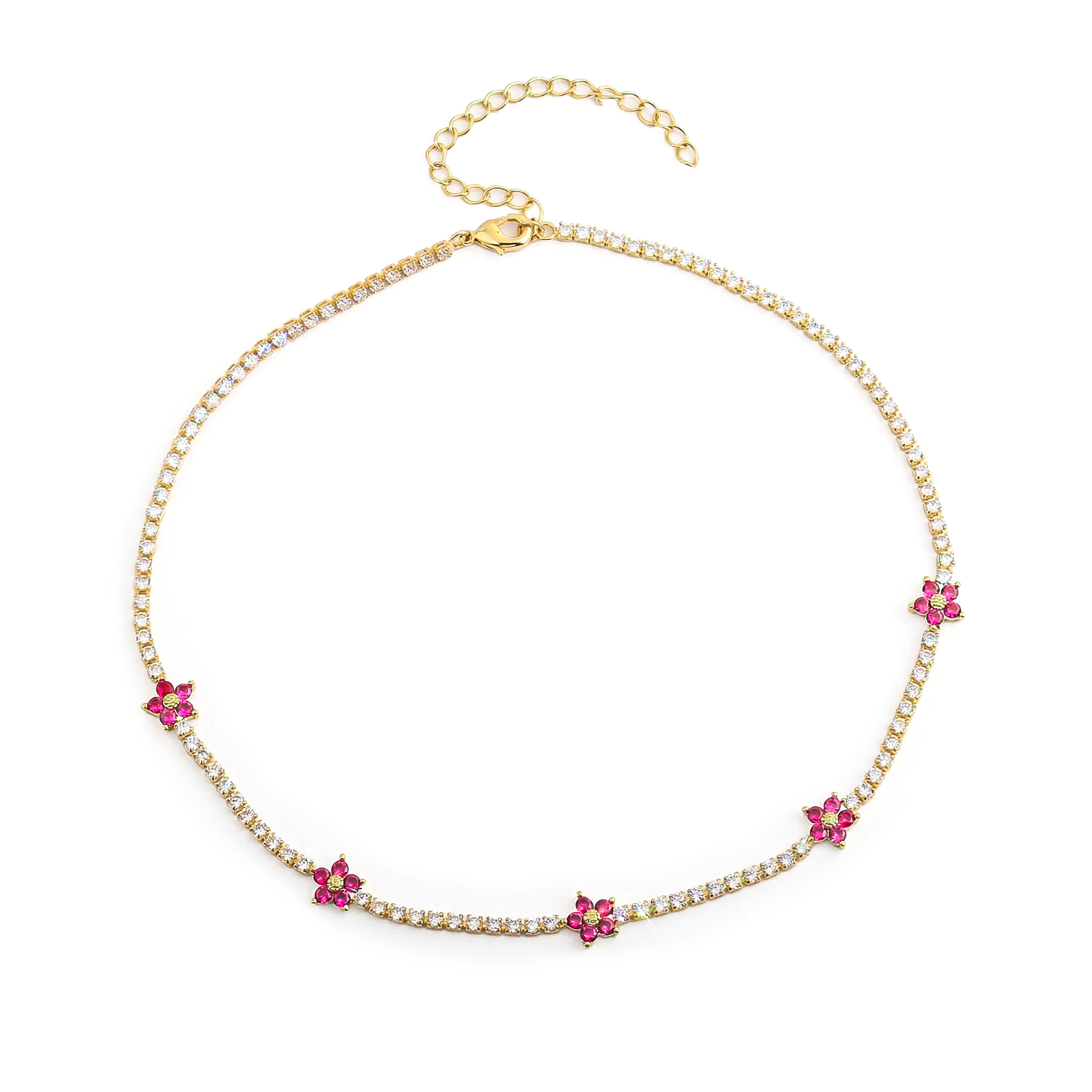 Flowers Tennis Choker Necklace Iced Out With Bold Statement Appeal - Image 7