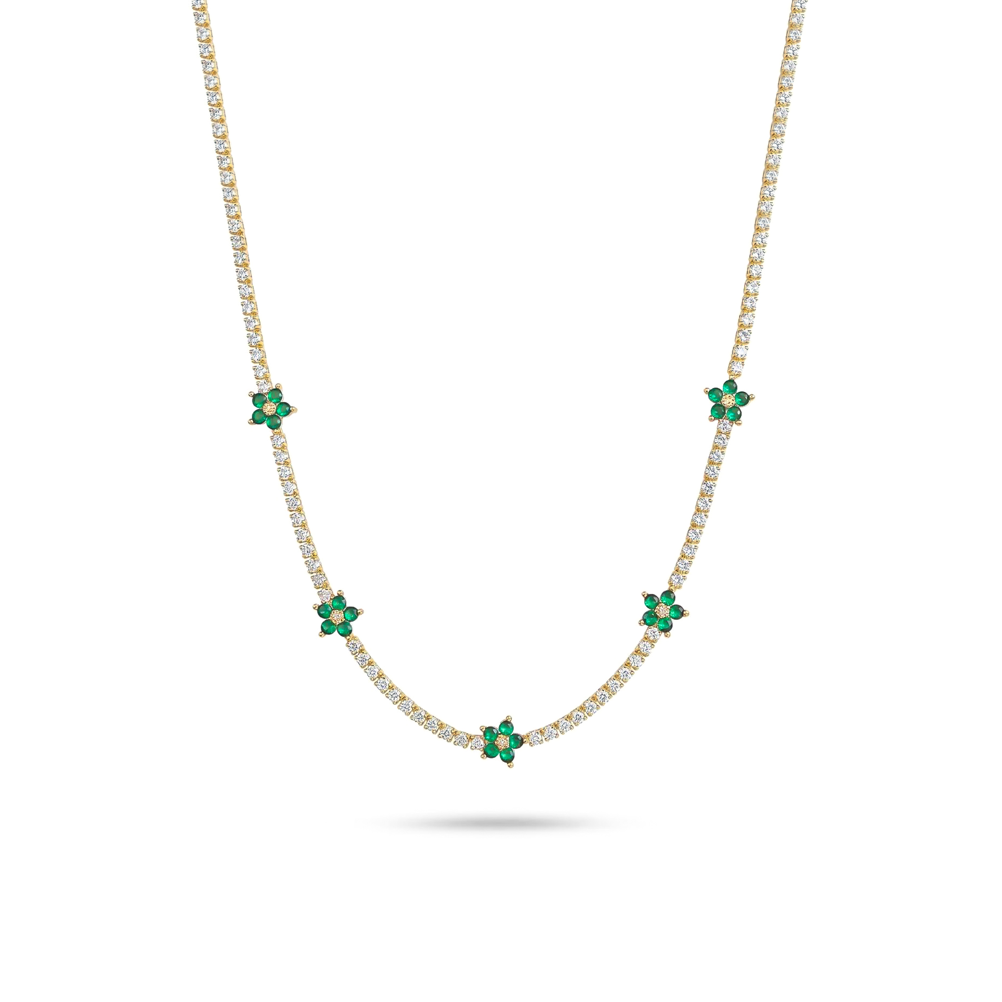 Flowers Tennis Choker Necklace Iced Out With Bold Statement Appeal