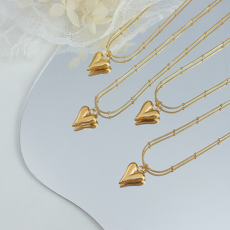 Mini Heart Charm Clavicle Necklace Pendant With Street Luxury Shine - Image 3