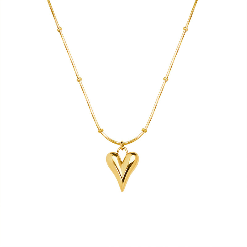 Mini Heart Charm Clavicle Necklace Pendant With Street Luxury Shine