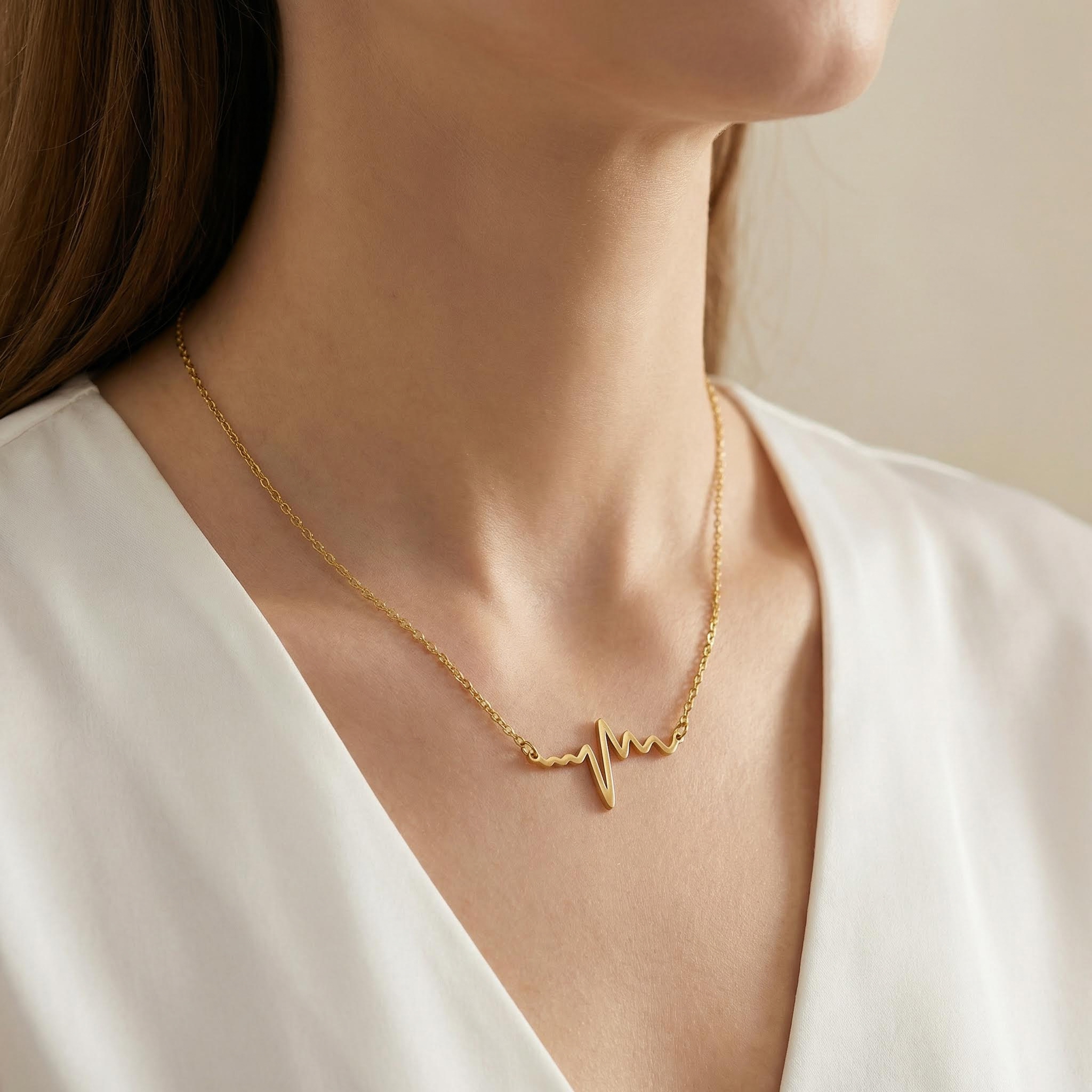 Fancy Stylish Heartbeat Necklace Bold Statement Style With Street Luxury - Image 4