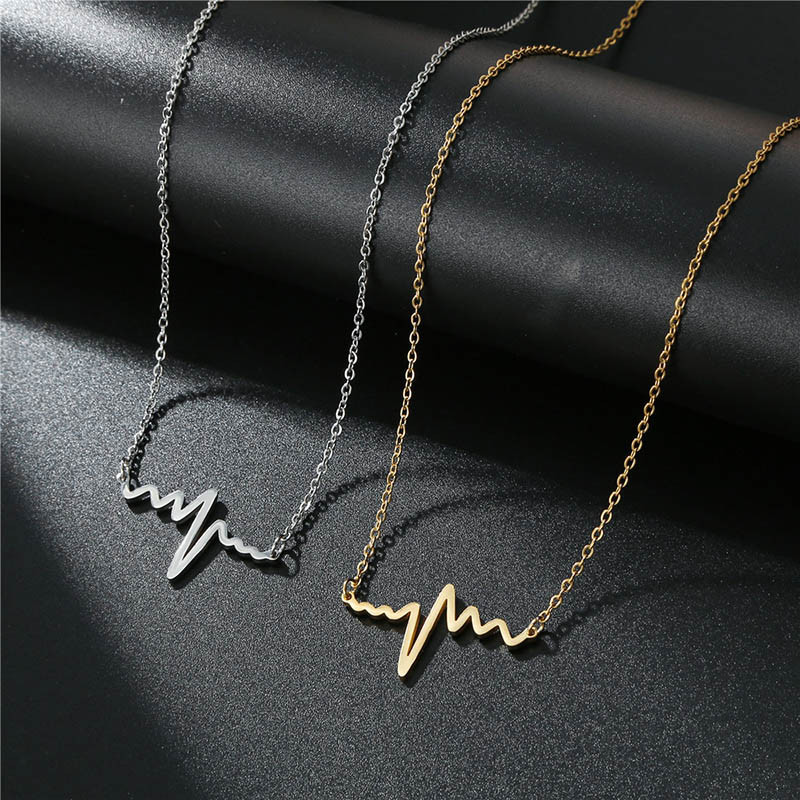 Fancy Stylish Heartbeat Necklace Bold Statement Style With Street Luxury - Image 5
