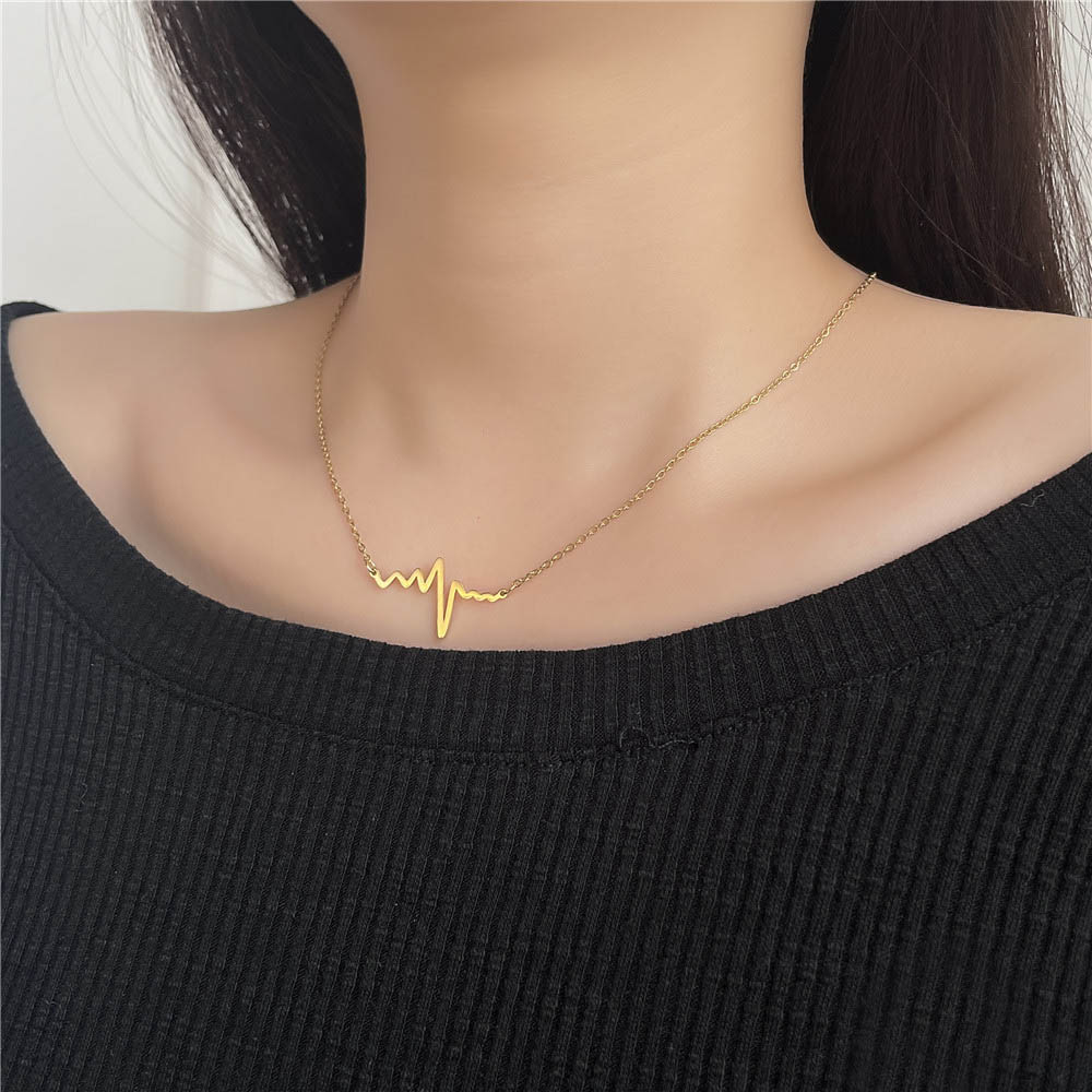 Fancy Stylish Heartbeat Necklace Bold Statement Style With Street Luxury - Image 7