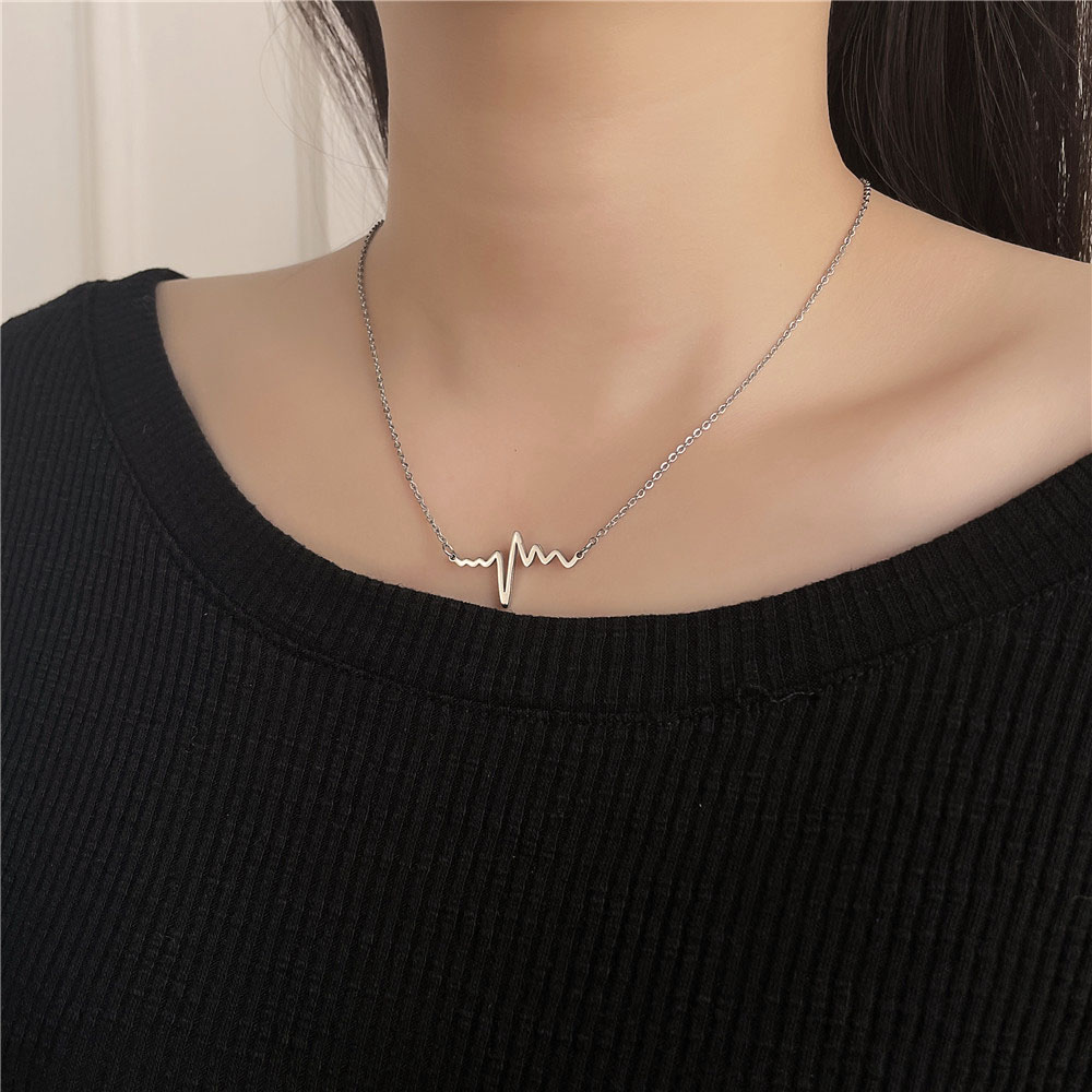 Fancy Stylish Heartbeat Necklace Bold Statement Style With Street Luxury - Image 8