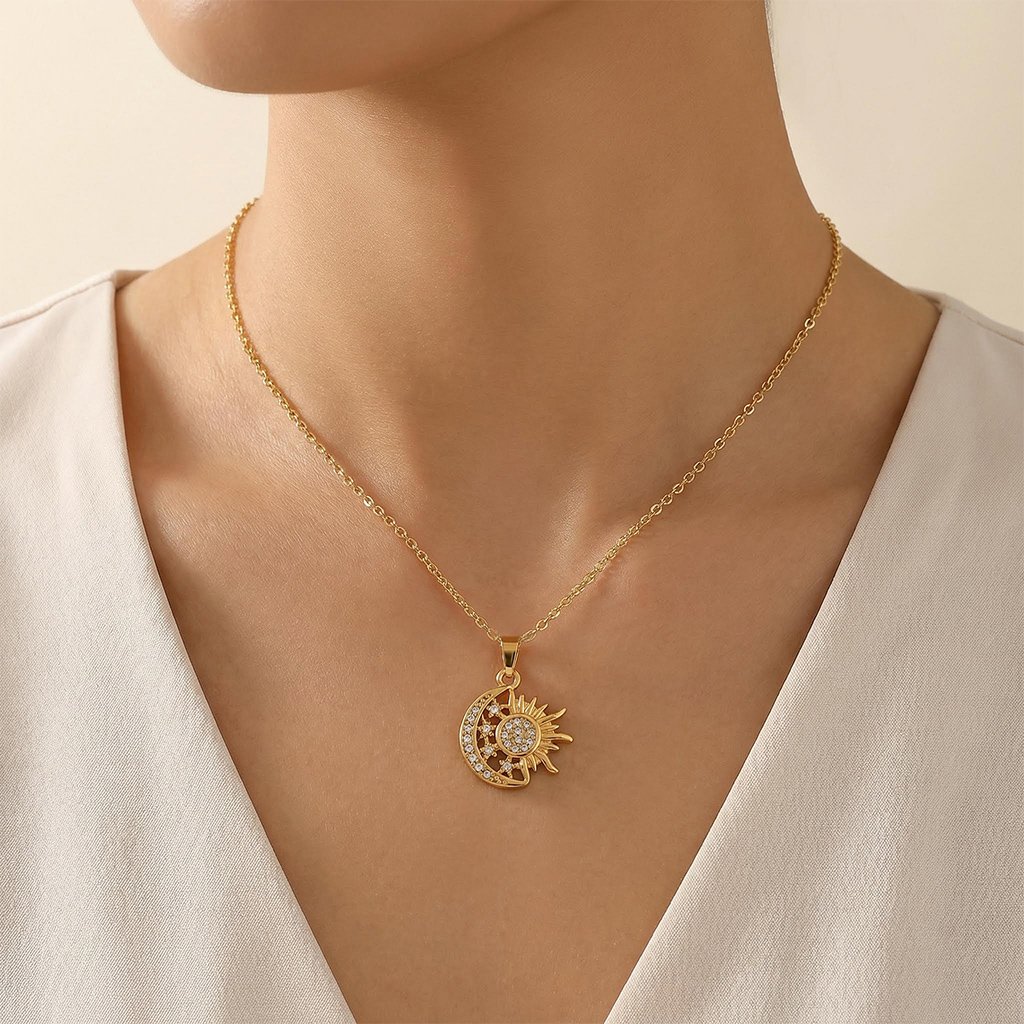 Sun Moon Star Pendant Necklace Bold Statement Style With Street Luxury - Image 3