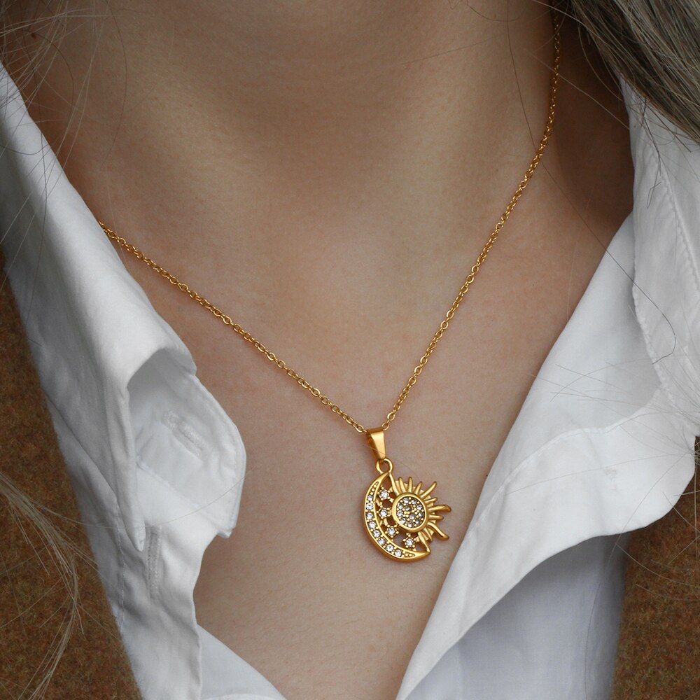 Sun Moon Star Pendant Necklace Bold Statement Style With Street Luxury - Image 7