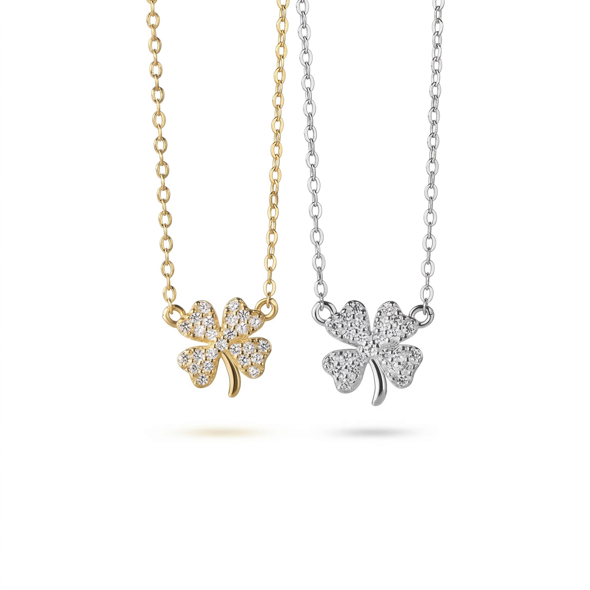 Sterling Silver Four-leaf Clover Choker Necklace With Street Luxury Shine - Image 5