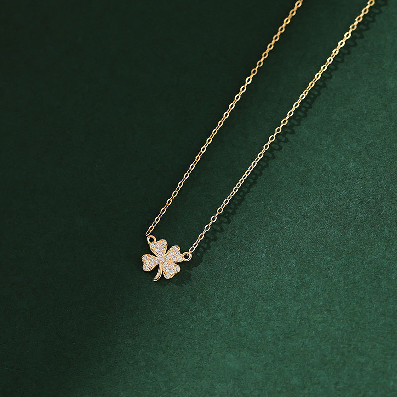 Sterling Silver Four-leaf Clover Choker Necklace With Street Luxury Shine - Image 7