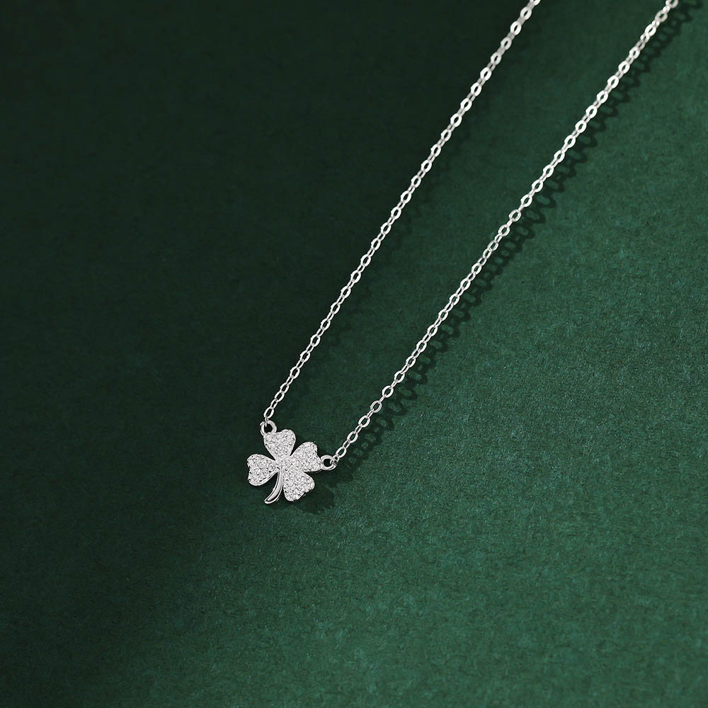 Sterling Silver Four-leaf Clover Choker Necklace With Street Luxury Shine - Image 8
