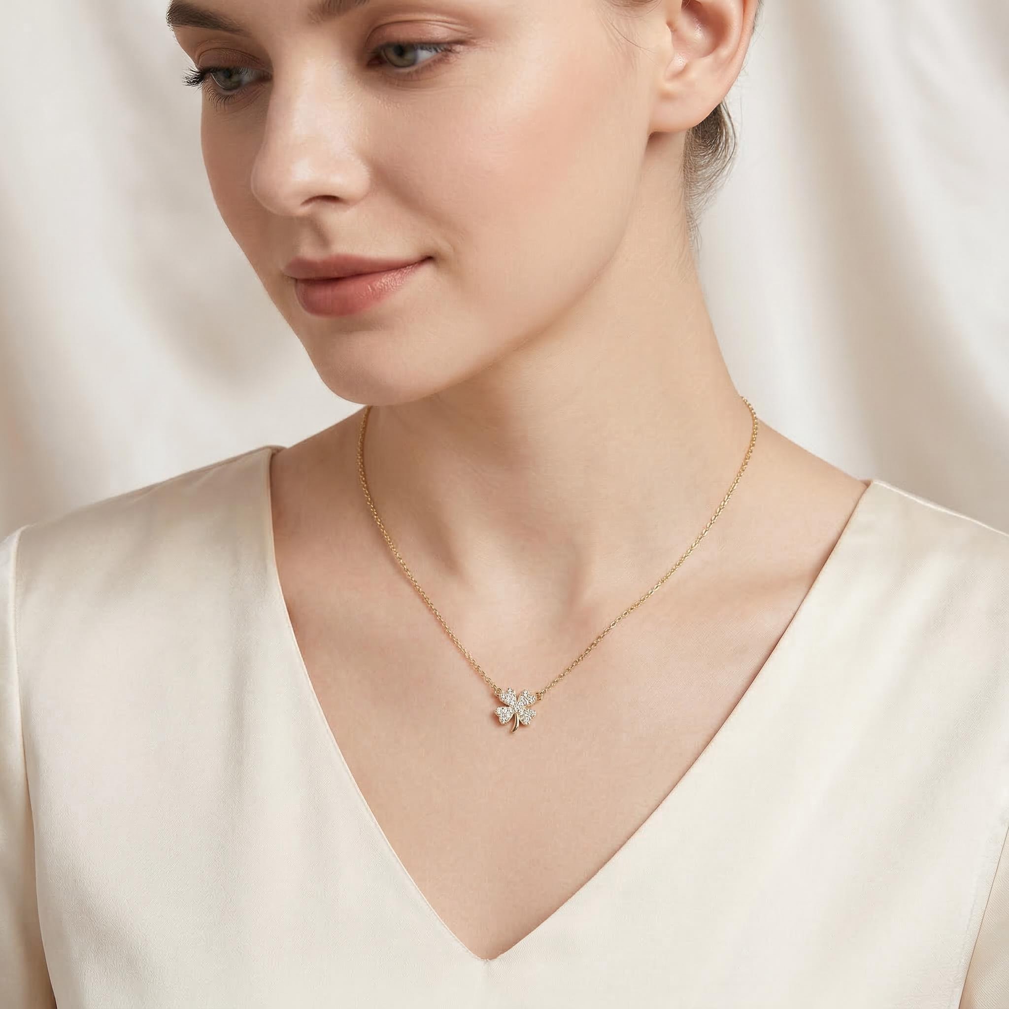 Sterling Silver Four-leaf Clover Choker Necklace With Street Luxury Shine - Image 9