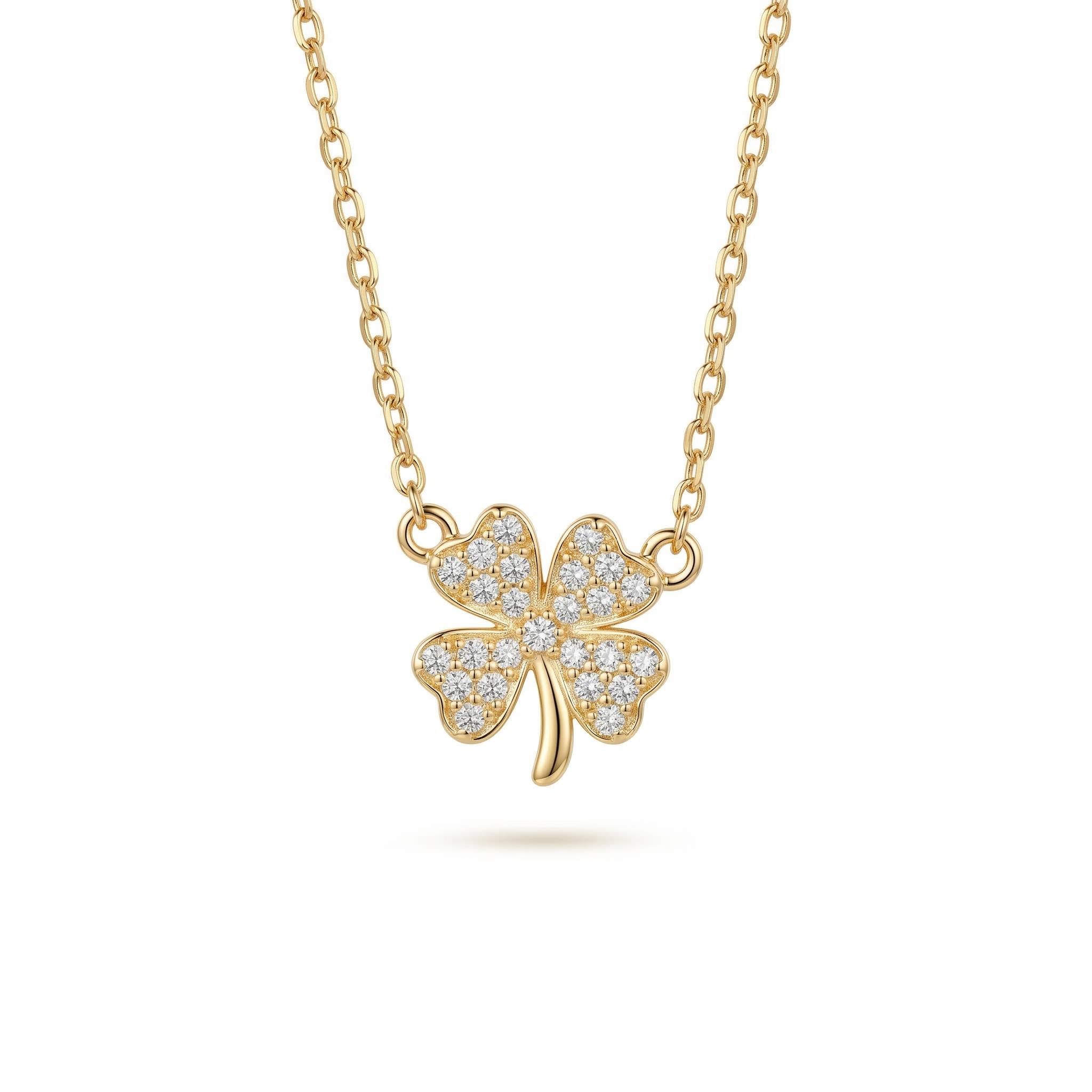 Sterling Silver Four-leaf Clover Choker Necklace With Street Luxury Shine