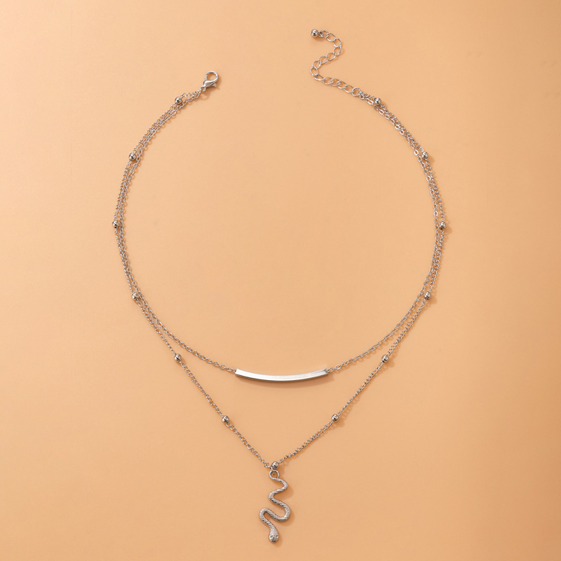 Snake Pendant Beaded Chain Layered Necklace Gold With Street Luxury Shine - Image 6