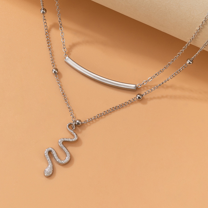 Snake Pendant Beaded Chain Layered Necklace Gold With Street Luxury Shine - Image 7